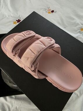 Coach Pink Double-Strap Quilted Slide Sandals - Women